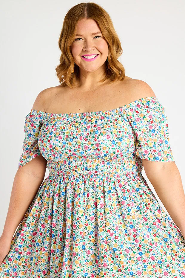 Katarina Ditsy White Dress