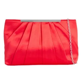 Koko Red Satin Pleated Clutch Bag Koko Red Satin Pleated Clutch Bag
