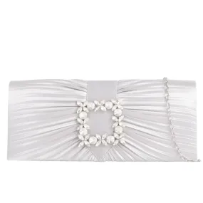 Koko Silver Satin Clutch Bag Koko Silver Satin Clutch Bag