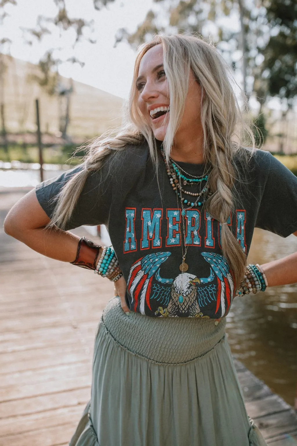 Land Of The Free Graphic Tee - Charcoal