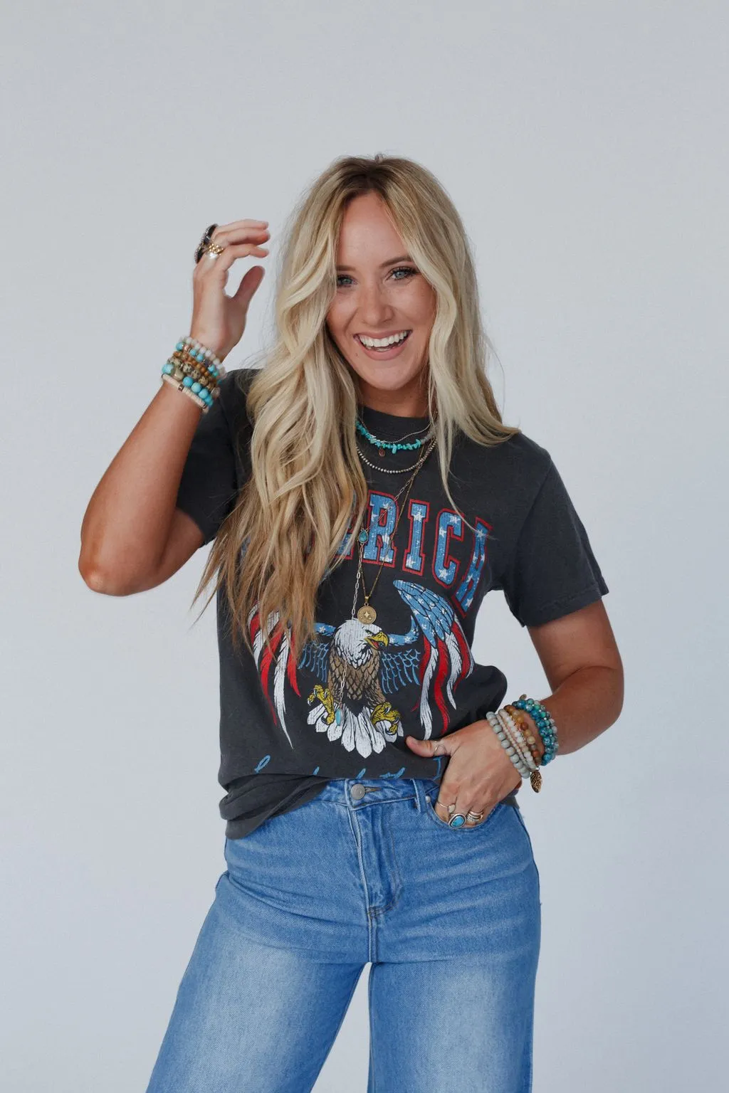 Land Of The Free Graphic Tee - Charcoal