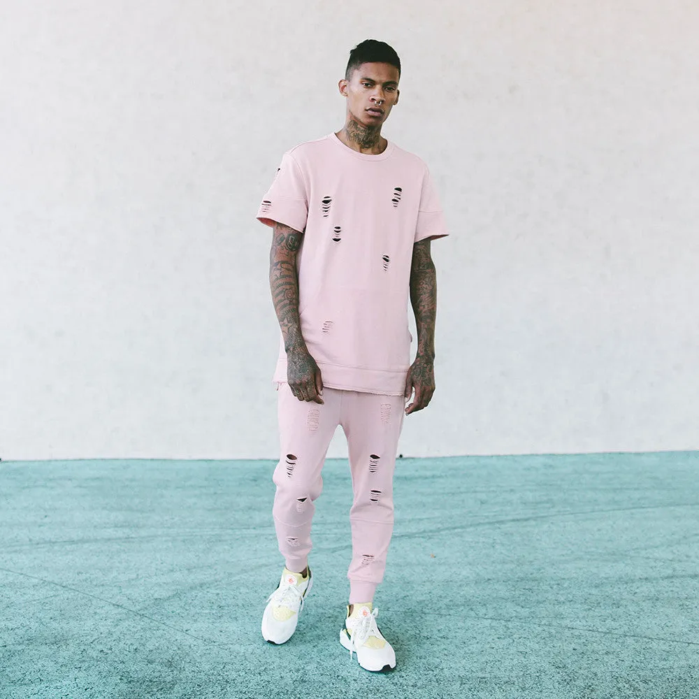 Long Live the Youth Distressed Rose Joggers
