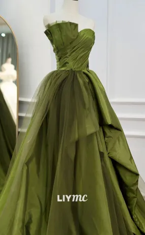 LP1892 - Asymmetrical Strapless A-Line Sleek Satin Ruched Pleated Burgundy Prom Dress LP1892 - Asymmetrical Strapless A-Line Sleek Satin Ruched Pleated Burgundy Prom Dress