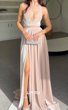 LP2057 - V-Neck Sleeveless Open Back Crisscross A-Line Pleated Prom Dress LP2057 - V-Neck Sleeveless Open Back Crisscross A-Line Pleated Prom Dress