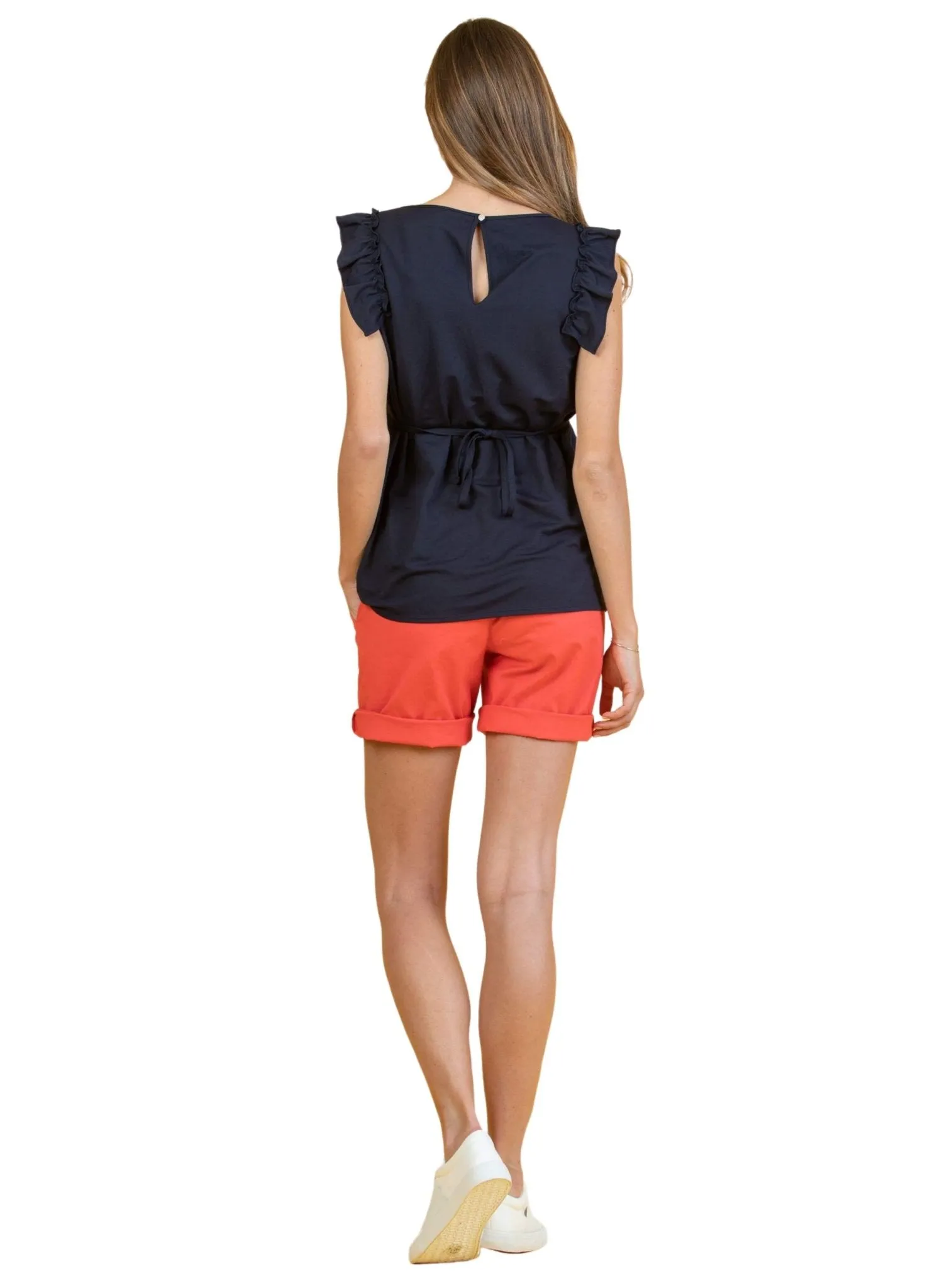 Maternity Shorts in Lightweight Cotton - Coral