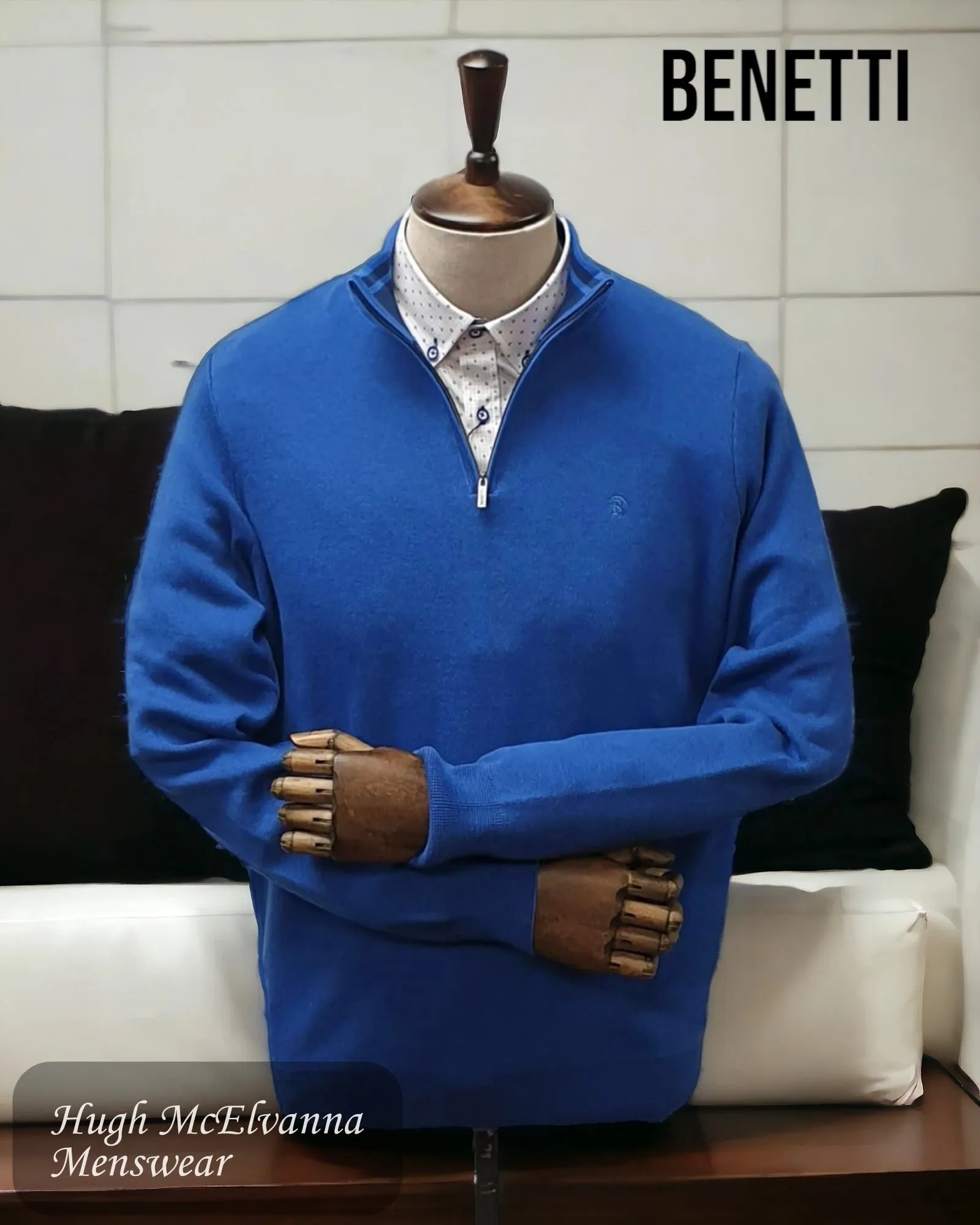 Men's Quarter Zip Benetti 'VERONA' Indigo Pullover