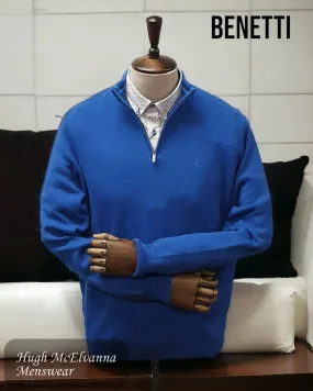 Men's Quarter Zip Benetti 'VERONA' Indigo Pullover Men's Quarter Zip Benetti 'VERONA' Indigo Pullover