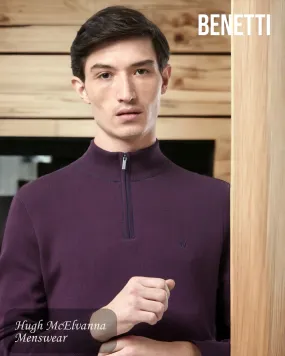 Men's Quarter Zip Benetti 'VERONA' Plum Pullover Men's Quarter Zip Benetti 'VERONA' Plum Pullover
