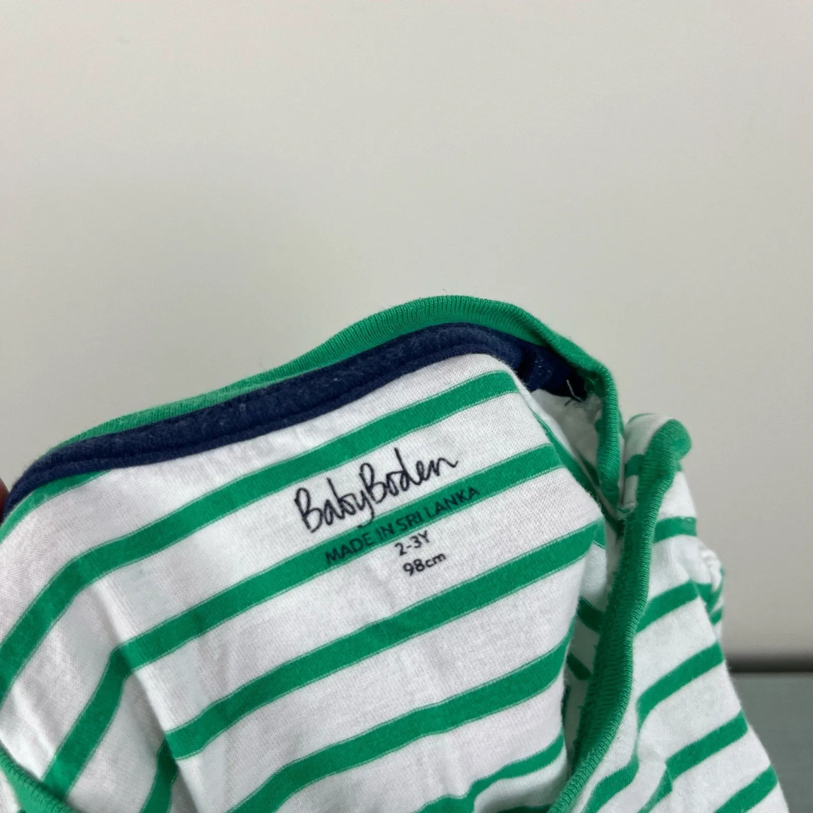 Mini Boden Green Stripe French Bulldog Applique T-Shirt 3-4