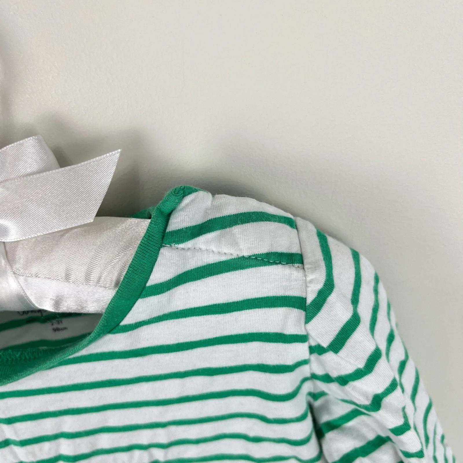 Mini Boden Green Stripe French Bulldog Applique T-Shirt 3-4