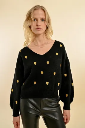 Molly Bracken Black Heart Sweater Molly Bracken Black Heart Sweater