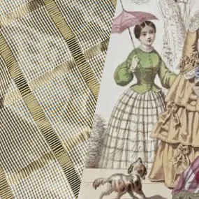 NEW Miss Jaqueline Designer 100% Silk Taffeta Gingham Ribbon Square Stripes Fabric - Old Gold SB_6_29 NEW Miss Jaqueline Designer 100% Silk Taffeta Gingham Ribbon Square Stripes Fabric - Old Gold SB_6_29