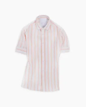 Orange Stripe Crushed Seersucker Short Sleeve Shirt Orange Stripe Crushed Seersucker Short Sleeve Shirt