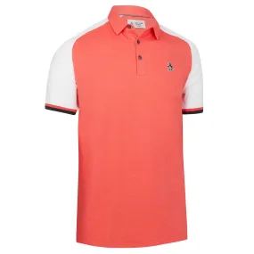 Original Penguin Mens Raglan Colour Block Stretch Golf Polo Shirt - BITTERSWEET Original Penguin Mens Raglan Colour Block Stretch Golf Polo Shirt - BITTERSWEET