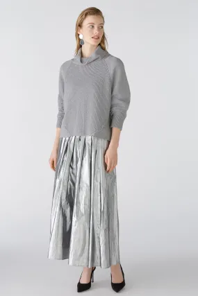 Oui Grey Polo Neck Ribbed Knit Jumper Oui Grey Polo Neck Ribbed Knit Jumper