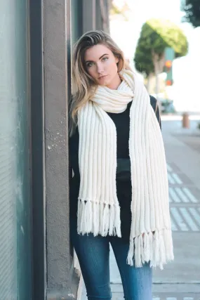 OVERSIZED RIB SCARF - IVORY OVERSIZED RIB SCARF - IVORY