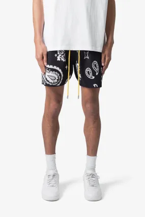 Paisley Knit Shorts - Black Paisley Knit Shorts - Black