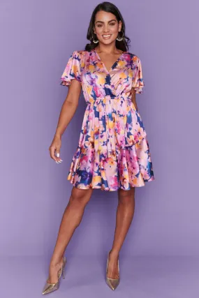 Peyton Watercolour Rose Party Dress Peyton Watercolour Rose Party Dress