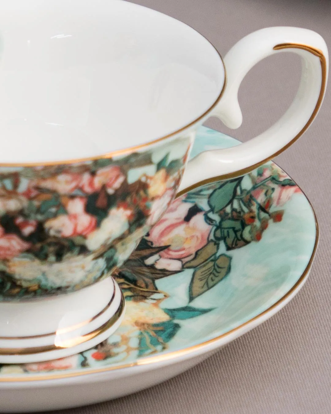 'Pink Rose' Vincent Van Gogh Painting Cup & Saucer