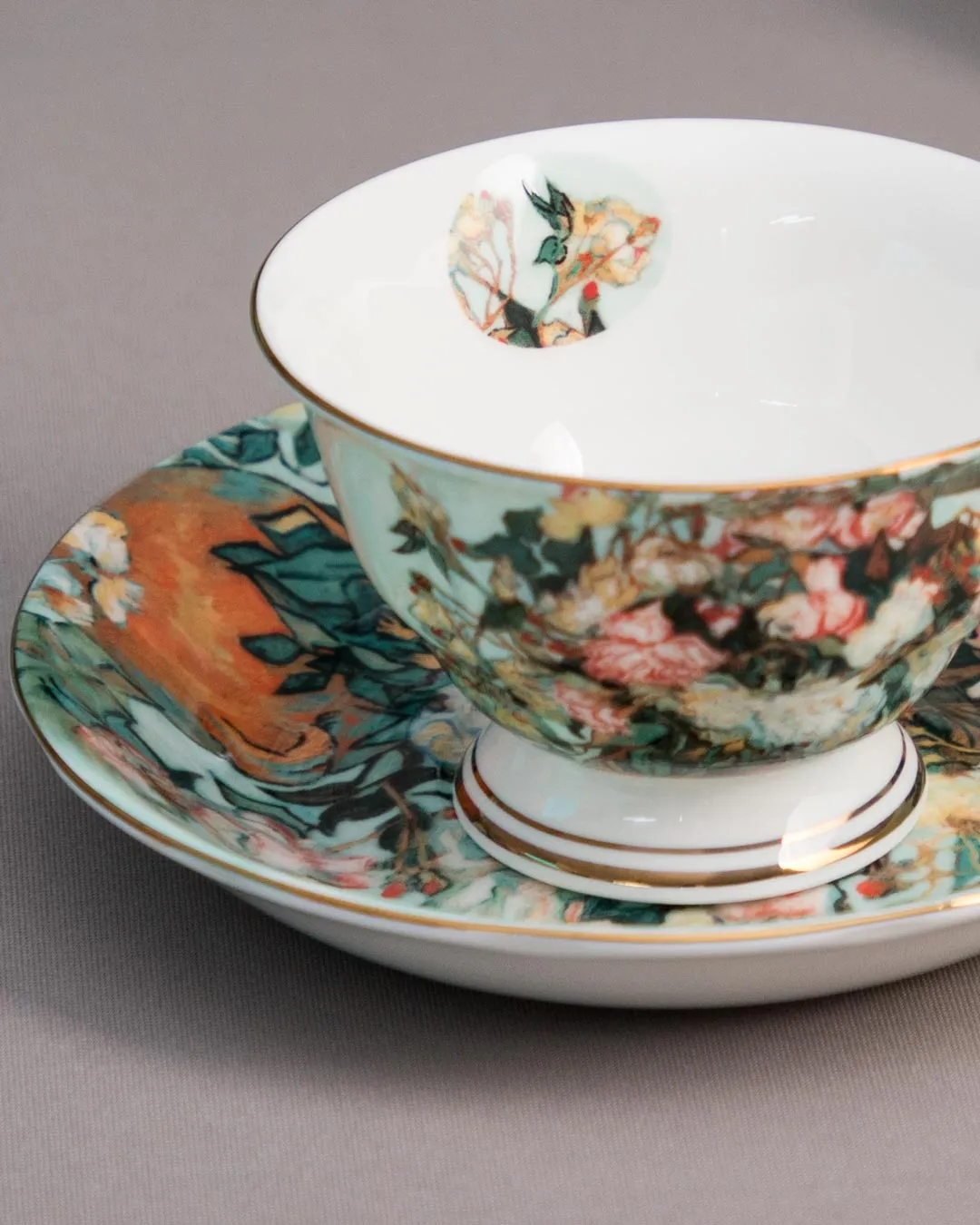 'Pink Rose' Vincent Van Gogh Painting Cup & Saucer