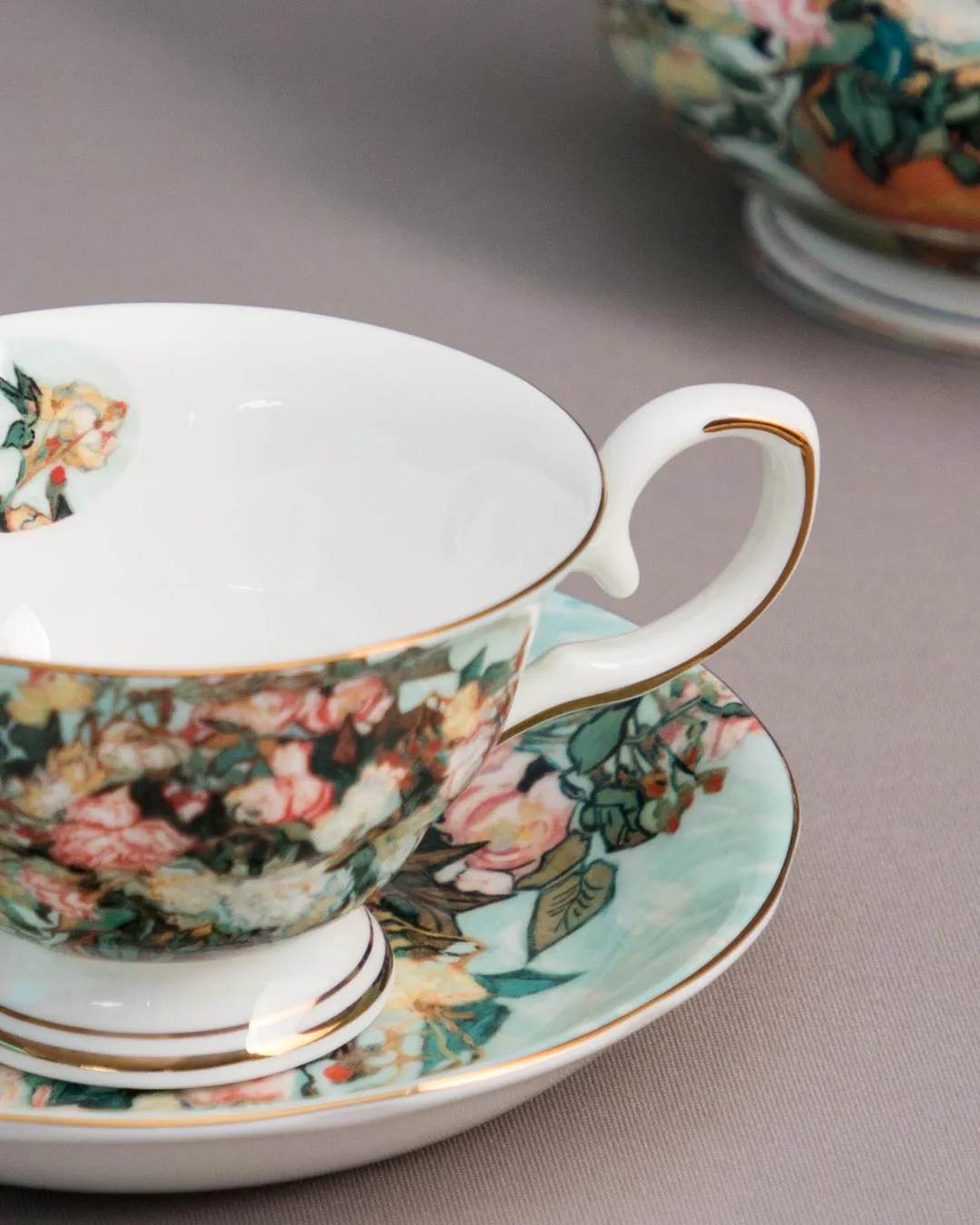 'Pink Rose' Vincent Van Gogh Painting Cup & Saucer