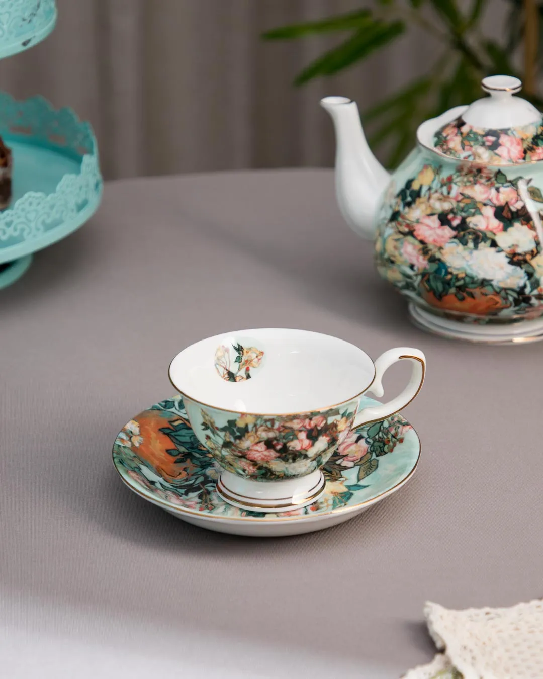 'Pink Rose' Vincent Van Gogh Painting Cup & Saucer