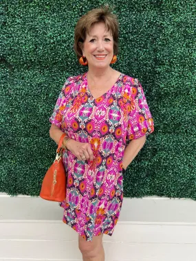 Pleated V Neck Dress Pleated V Neck Dress