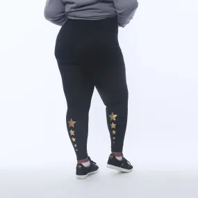 PLUS Size Parker Chic Black Leggings - Golden Stars PLUS Size Parker Chic Black Leggings - Golden Stars