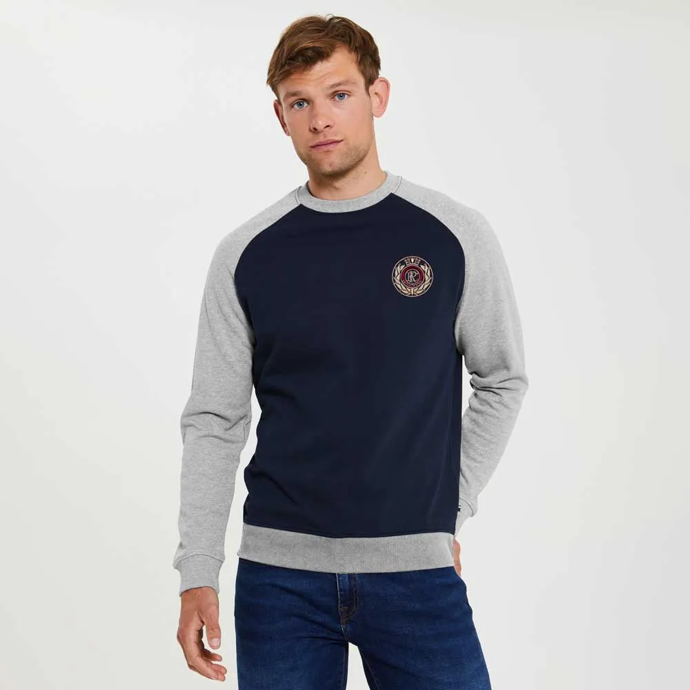Polo Republica Men's Crest Embroidered Raglan Sleeve Fleece Sweat Shirt