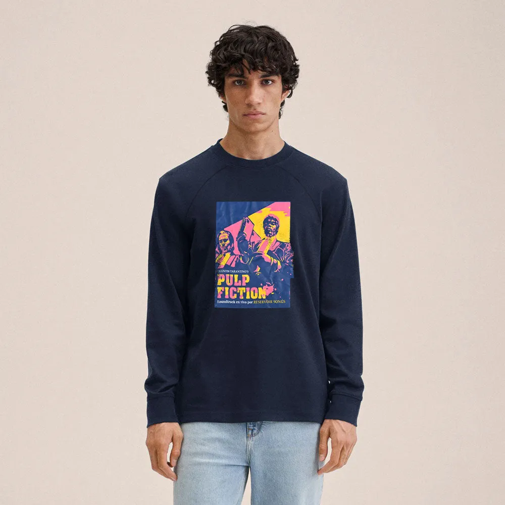 Polo Republica Men's Pulp Fiction Printed Raglan Sleeve Tee Shirt