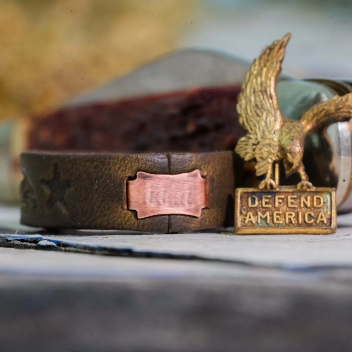 "Join, or Die" Leather Ring | Dark Olive