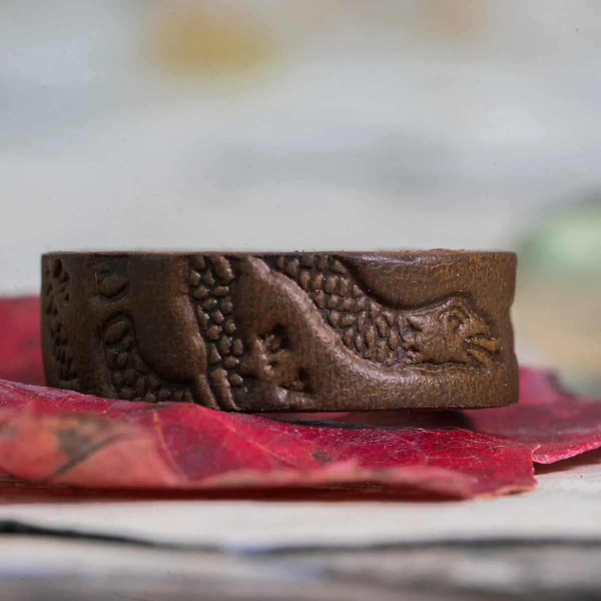 "Join, or Die" Leather Ring | Dark Olive