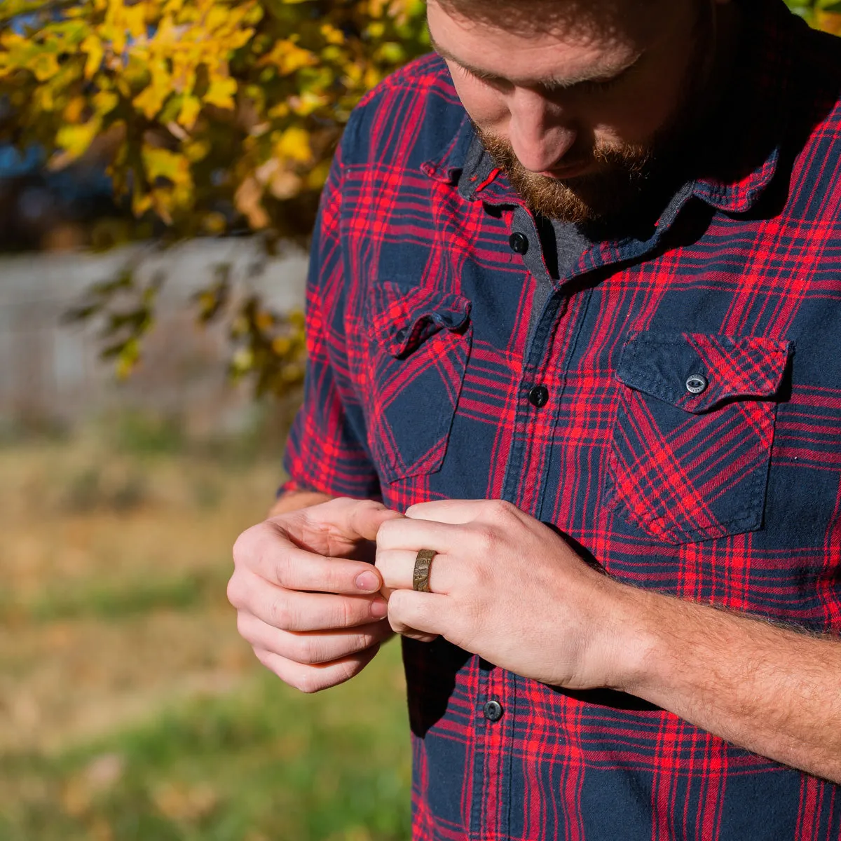"Join, or Die" Leather Ring | Dark Olive