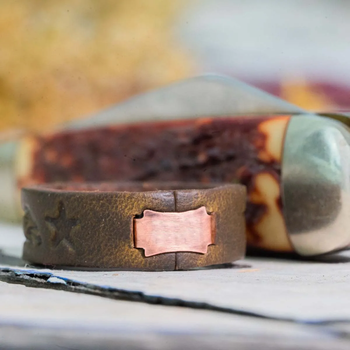 "Join, or Die" Leather Ring | Dark Olive