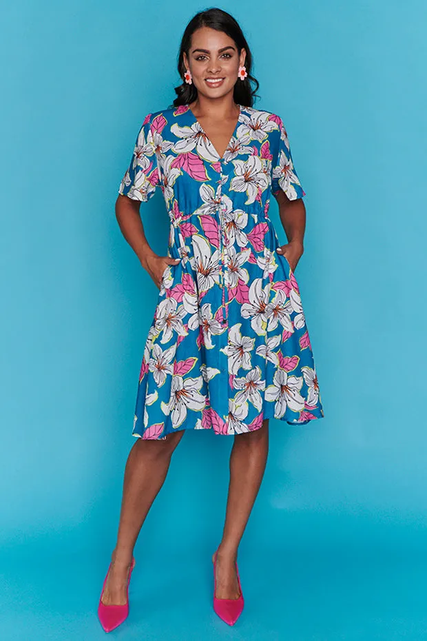 Sage Teal Lilies Dress