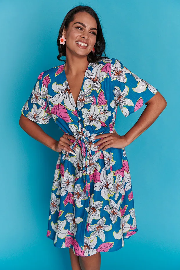 Sage Teal Lilies Dress