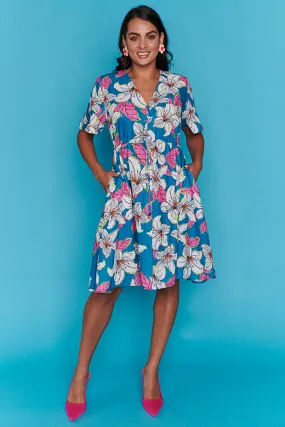 Sage Teal Lilies Dress Sage Teal Lilies Dress