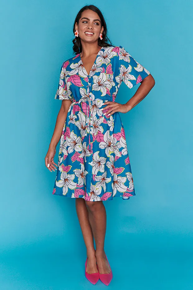 Sage Teal Lilies Dress