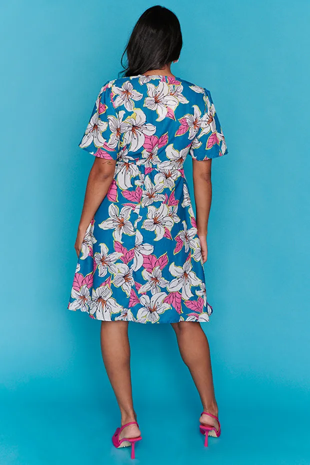 Sage Teal Lilies Dress