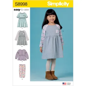 Simplicity Sewing Pattern S8998 Children's Easy-To-Sew Sportswear Dress, Top, Trousers Simplicity Sewing Pattern S8998 Children's Easy-To-Sew Sportswear Dress, Top, Trousers