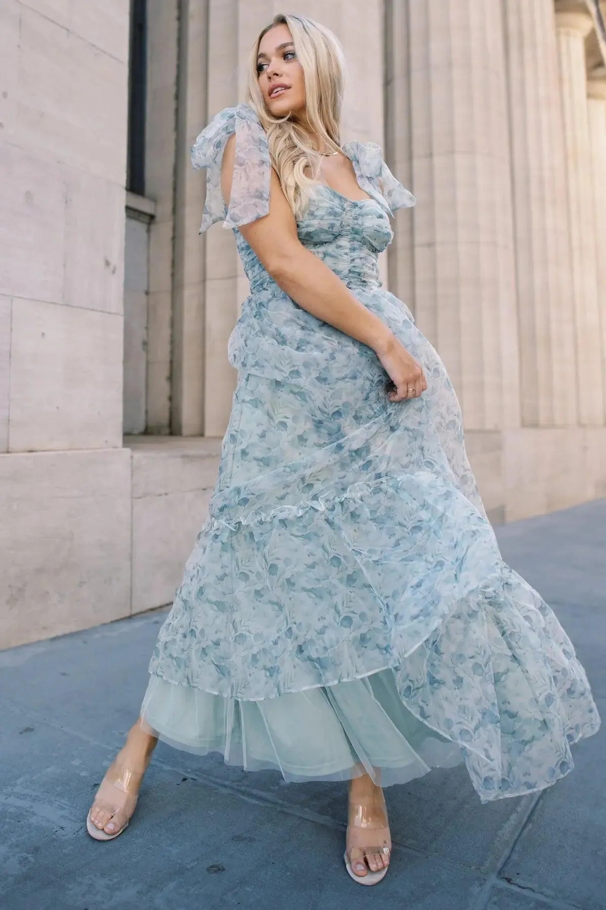 Sweet Serenade Green Floral Corset Dress - Final Sale