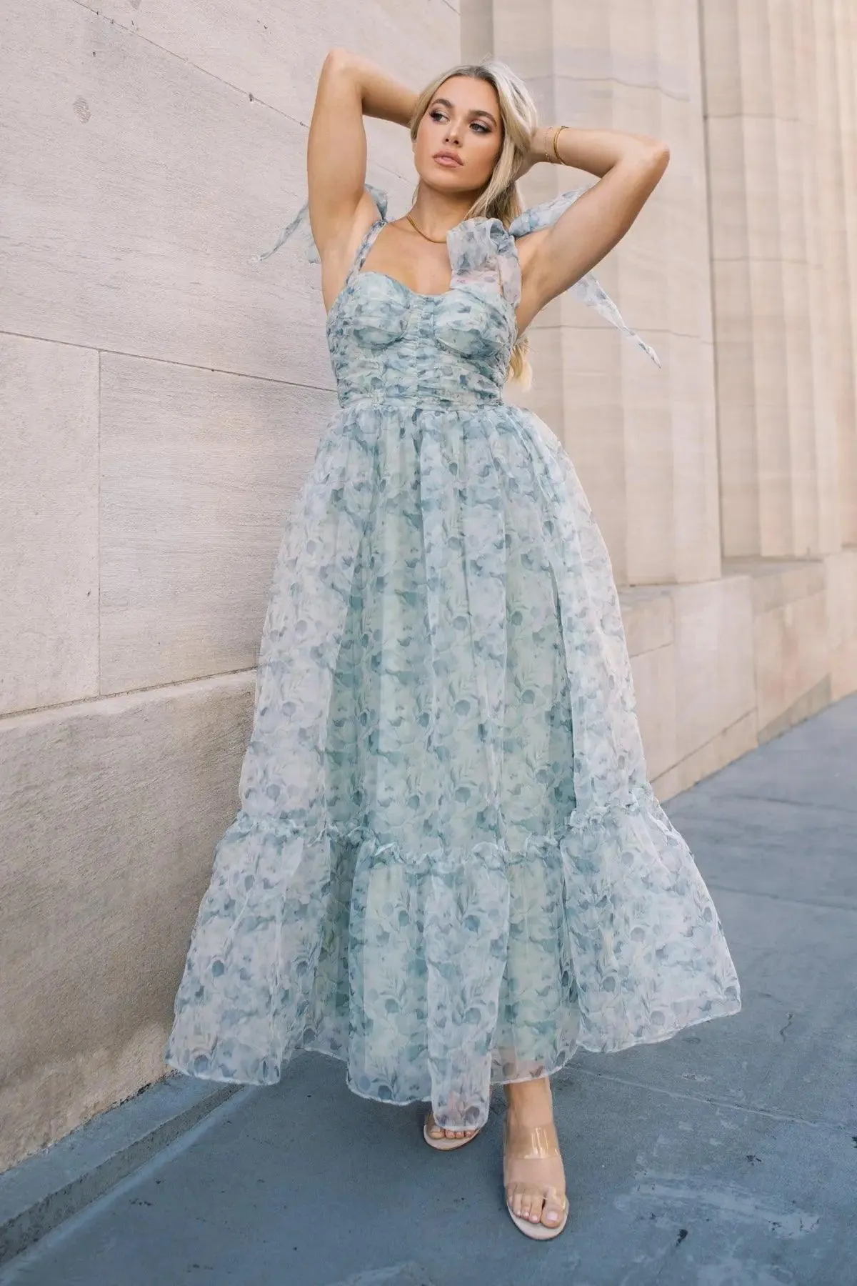 Sweet Serenade Green Floral Corset Dress - Final Sale