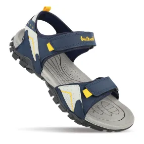 Walkaroo Men Strappy Floater Sandals  - WC4362 Navy Blue Yellow Walkaroo Men Strappy Floater Sandals  - WC4362 Navy Blue Yellow