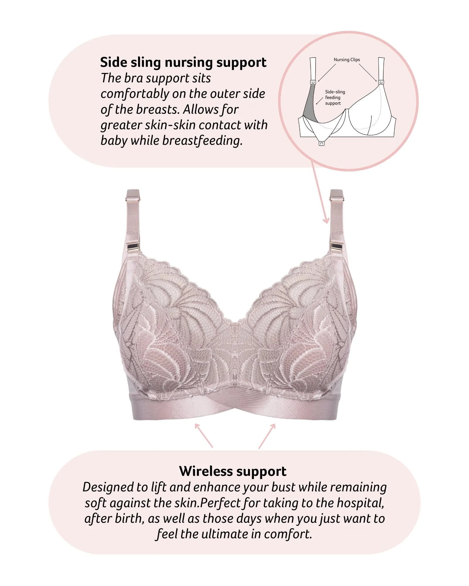 WARRIOR SOFT CUP BLUSH MULTIFIT NURSING BRA - WIREFREE