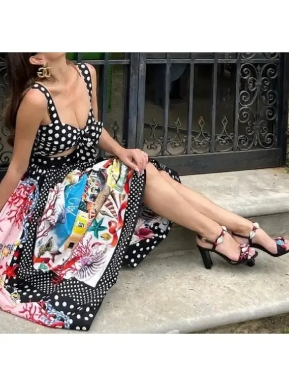 Women’s Capri Printed Cotton Midi Skirt in Multicolor