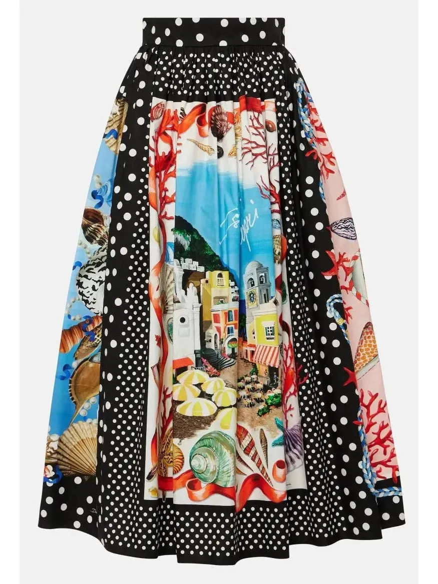 Women’s Capri Printed Cotton Midi Skirt in Multicolor