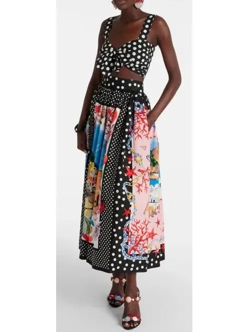 Women’s Capri Printed Cotton Midi Skirt in Multicolor