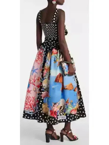 Women’s Capri Printed Cotton Midi Skirt in Multicolor