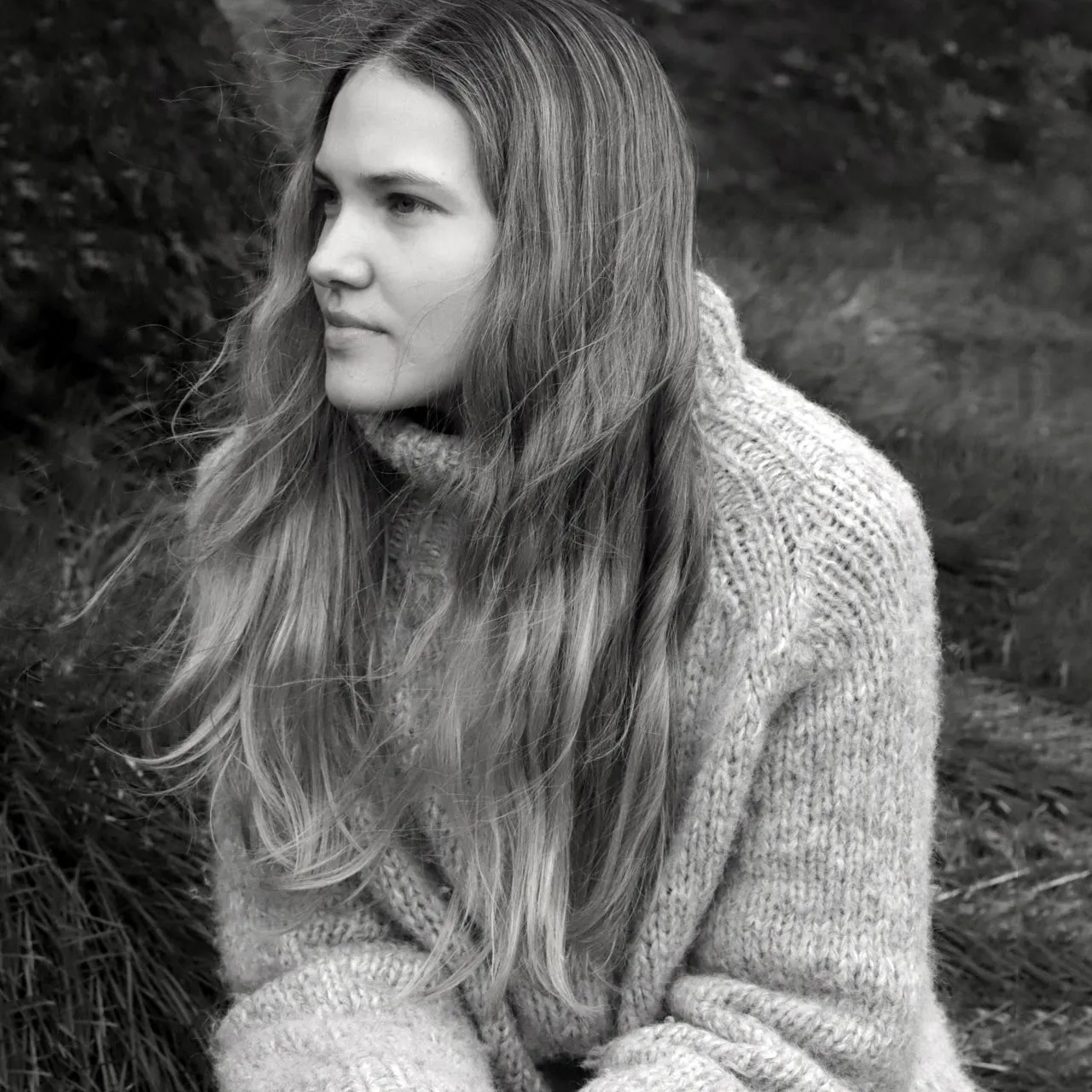 Women's Rollneck Jumper - Handknitted Alpaca/Pima Cotton - Charcoal Brown