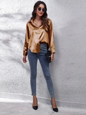 Women's Satin Long Sleeved Shirt Women's Satin Long Sleeved Shirt